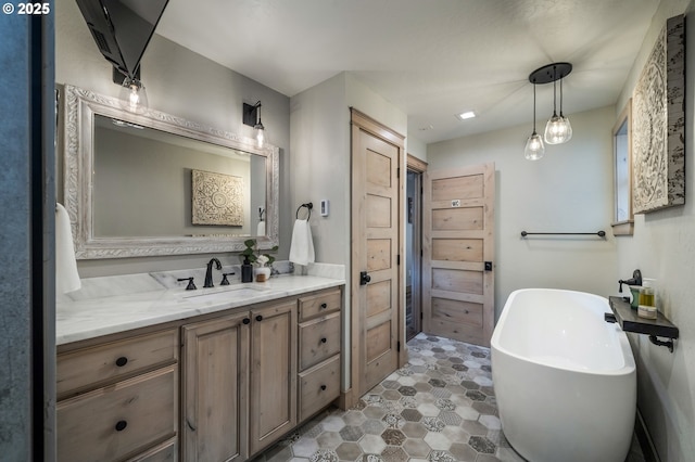 128 NW 20th Ave, Rockaway Beach, OR 97136 - bathroom featuring vanity and a freestanding bath