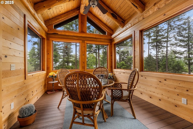 400 Rockinghorse Dr, Grants Pass, OR 97527 - sunroom / solarium with wood walls, wood ceiling, plenty of natural light, and wood-type flooring