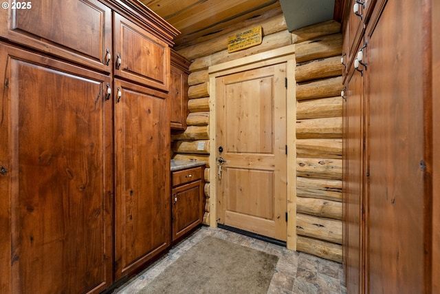 400 Rockinghorse Dr, Grants Pass, OR 97527 - doorway to outside with wood ceiling and log walls