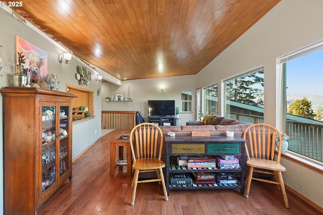 211 W 16th St, The Dalles, OR 97058 - dining space with wood ceiling and hardwood / wood-style floors