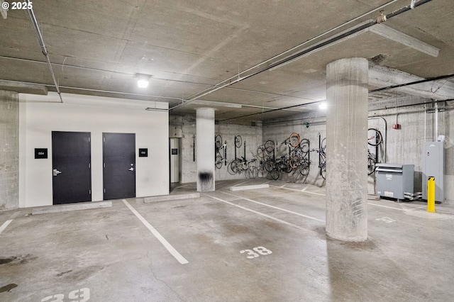 parking deck featuring water heater