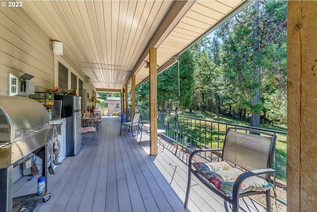 48482 E Meadow Way, Oakridge, OR 97463 - wooden porch featuring grilling area