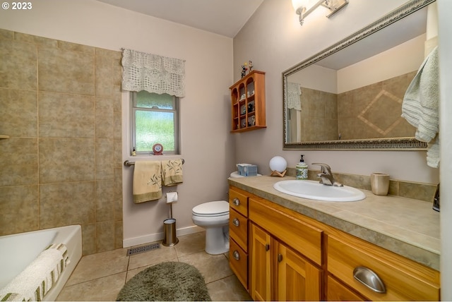 48482 E Meadow Way, Oakridge, OR 97463 - full bath with vanity, a tub, tile patterned floors, and a shower