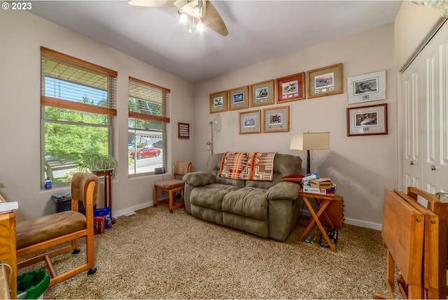 48482 E Meadow Way, Oakridge, OR 97463 - sitting room with carpet floors and ceiling fan
