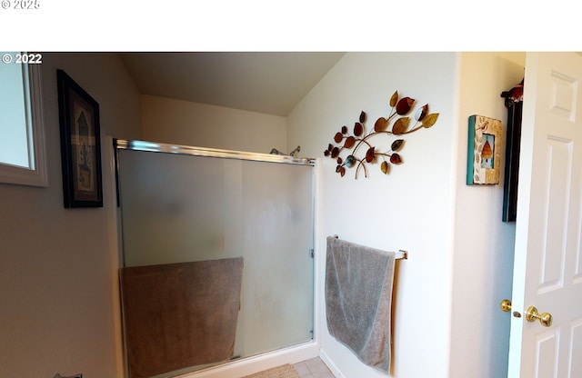 bathroom with a stall shower