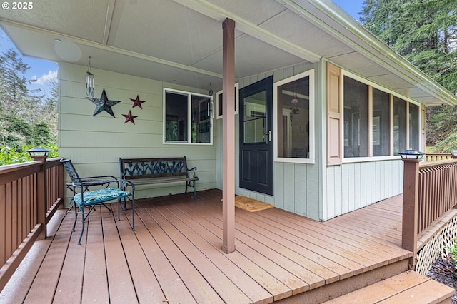 29806 Lusk Rd, Eugene, OR 97405 - wooden terrace featuring a sunroom