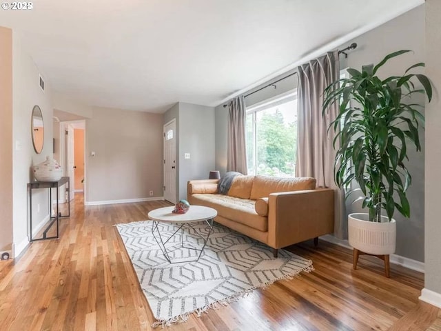 living room with light wood-type flooring