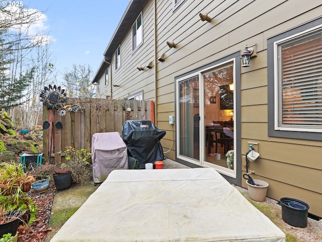 view of patio with a grill