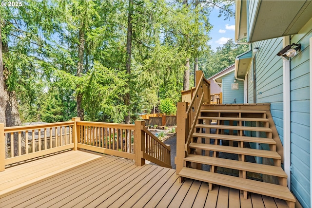 wooden deck with stairs
