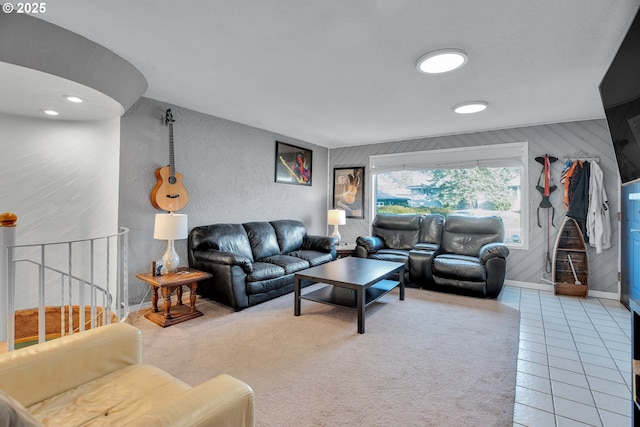 view of tiled living room