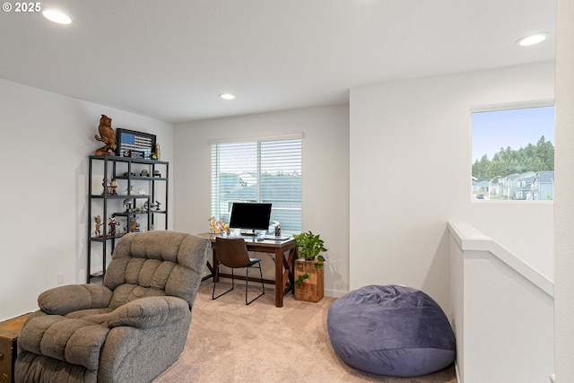 301 W 17th St, Lafayette, OR 97127 - home office featuring light carpet and recessed lighting