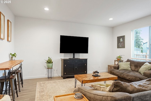 301 W 17th St, Lafayette, OR 97127 - living room with light wood-style floors, recessed lighting, and baseboards