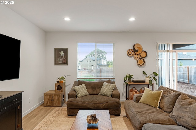 301 W 17th St, Lafayette, OR 97127 - living area with healthy amount of natural light, light wood-style flooring, recessed lighting, and baseboards