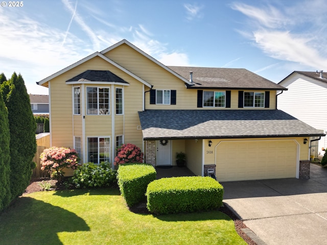 2614 NE 176th Ave, Vancouver, WA 98684 - view of front of property with concrete driveway, roof with shingles, a front yard, and an attached garage