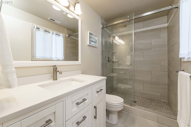 2614 NE 176th Ave, Vancouver, WA 98684 - bathroom with toilet, a stall shower, tile patterned flooring, and vanity