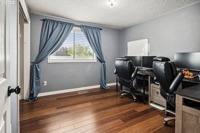 3780 SE 21st Dr, Gresham, OR 97080 - home office with dark wood finished floors, a textured ceiling, and baseboards