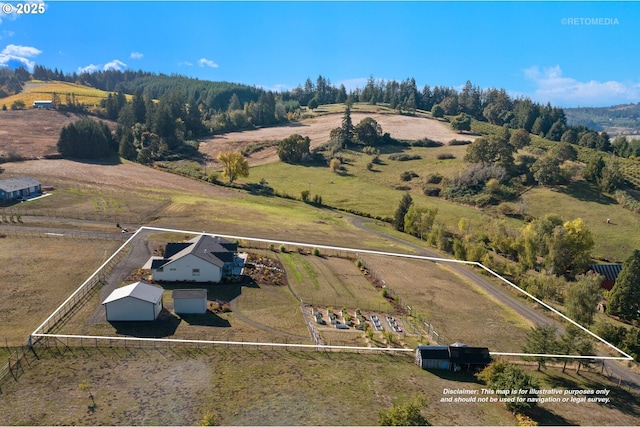 drone / aerial view with a rural view