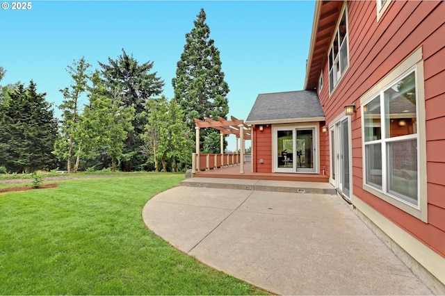 10455 NW Laidlaw Rd, Portland, OR 97229 - view of green lawn featuring a pergola, a patio area, and a wooden deck