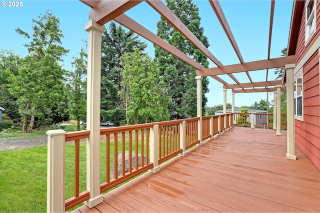 10455 NW Laidlaw Rd, Portland, OR 97229 - wooden deck featuring a yard and a pergola