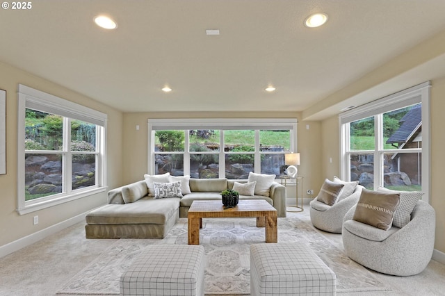 10455 NW Laidlaw Rd, Portland, OR 97229 - living room with plenty of natural light, recessed lighting, and light colored carpet