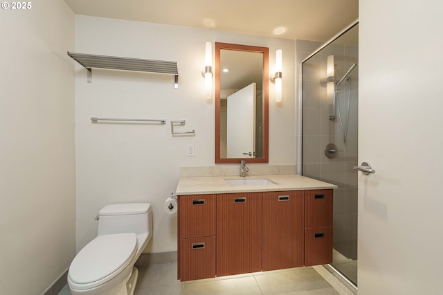 1260 NW Naito Pkwy Unit 200B, Portland, OR 97209 - full bathroom featuring a stall shower, vanity, and tile patterned flooring