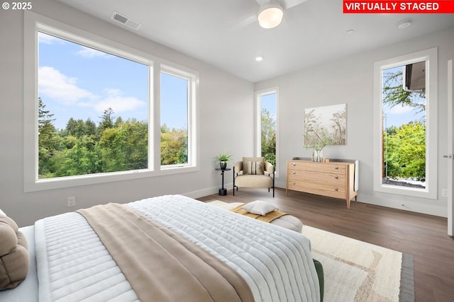 bedroom featuring dark hardwood / wood-style flooring