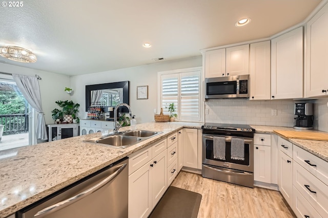 1225 NE Rockwell Dr, Estacada, OR 97023 - kitchen with stainless steel appliances, a sink, plenty of natural light, light wood-style floors, and recessed lighting
