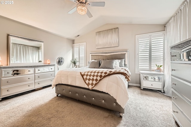 1225 NE Rockwell Dr, Estacada, OR 97023 - carpeted bedroom with vaulted ceiling and a ceiling fan