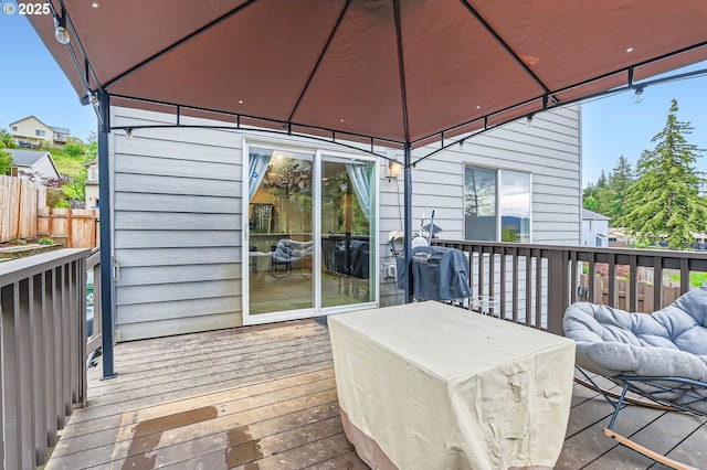 1225 NE Rockwell Dr, Estacada, OR 97023 - wooden deck featuring a gazebo and a grill