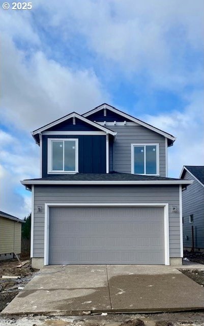 view of front property with a garage