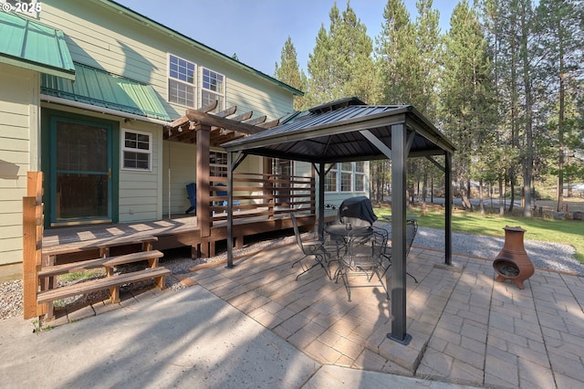 view of patio / terrace with a gazebo and a deck