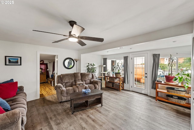2745 34th St, Coos Bay, OR 97420 - living room featuring wood finished floors and ceiling fan