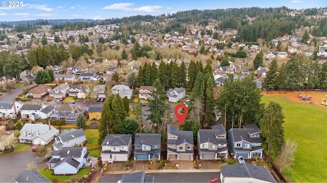 bird's eye view with a residential view