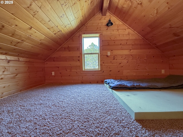 25405 SE Bear Creek Rd, Prineville, OR 97754 - additional living space with wood walls, wood ceiling, and vaulted ceiling