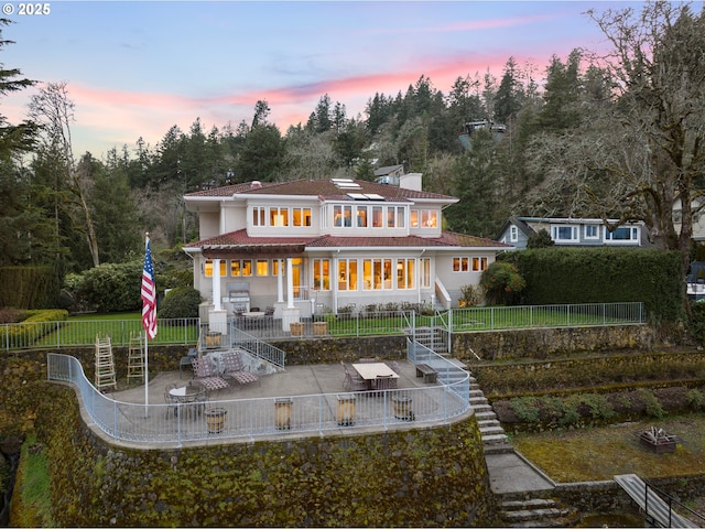 12760 S Fielding Rd, Lake Oswego, OR 97034 - view of patio / terrace featuring a pergola, fence, and outdoor dining space