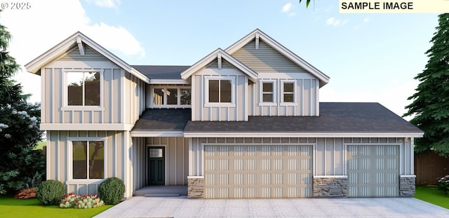 109 Wild Duck, Silverton, OR 97381 - view of front of home featuring board and batten siding, driveway, and stone siding