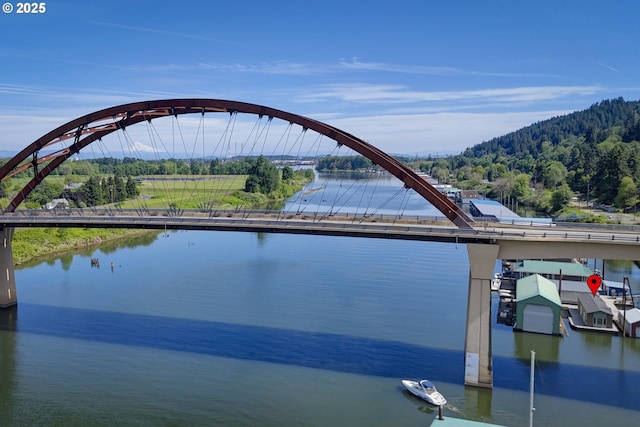 14426 NW Larson Rd Unit 2, Portland, OR 97231 - water view featuring a notable bridge and a forest