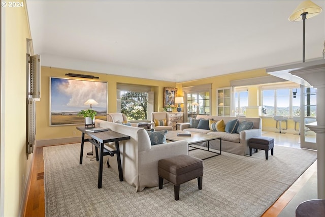 living room with light wood-type flooring