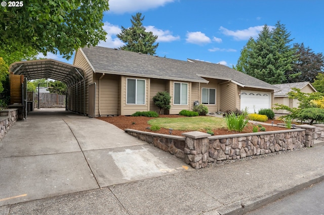 4935 NW Kahneeta Ct, Portland, OR 97229 - ranch-style house featuring concrete driveway, an attached garage, and a carport