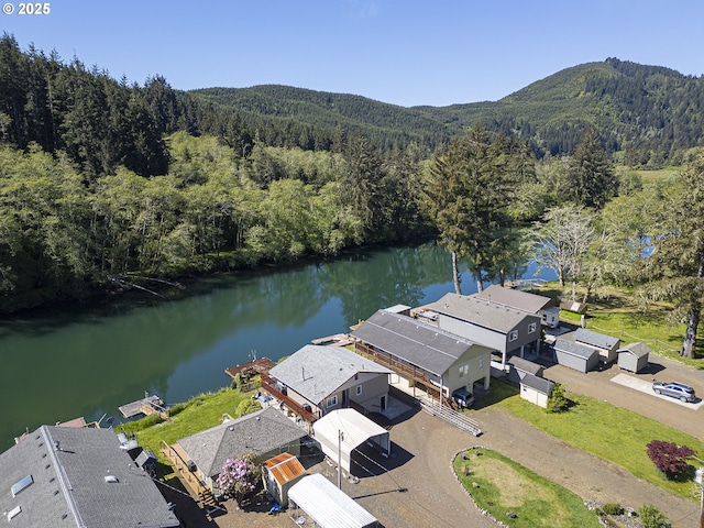 3419 S Ballard Ln, Lincoln City, OR 97367 - dock featuring a forest view, a water and mountain view, and a residential view