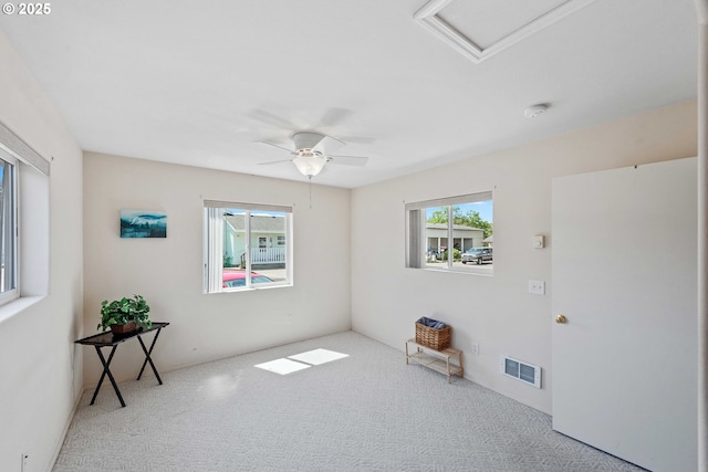 6 Creek Ln, Lakeside, OR 97449 - empty room featuring carpet floors, attic access, ceiling fan, and a smoke detector