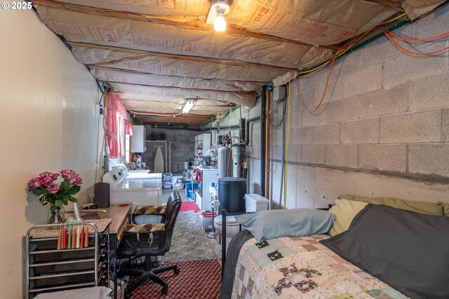 3333 Bullock Rd, Oakland, OR 97462 - unfinished basement featuring independent washer and dryer and a water softener system