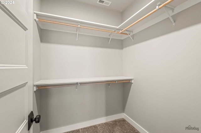 walk in closet featuring carpet flooring