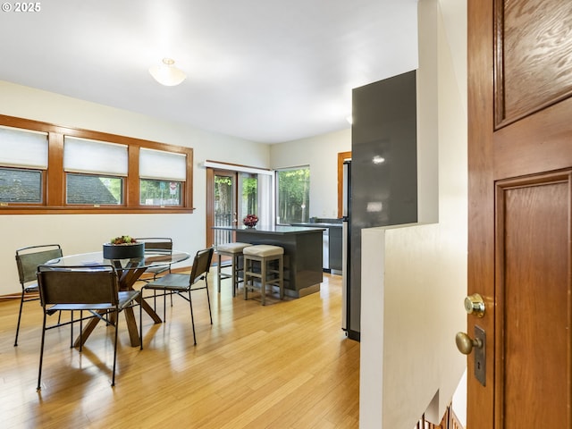 dining room with light wood-type flooring