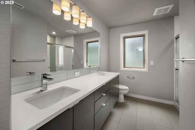 5942 NE 42nd Ave, Portland, OR 97218 - full bathroom featuring a stall shower, double vanity, and tile patterned floors