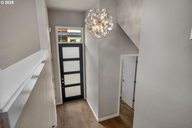 5942 NE 42nd Ave, Portland, OR 97218 - entryway featuring wood finished floors and a chandelier