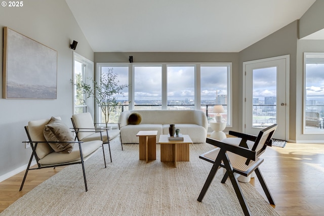 interior space with vaulted ceiling