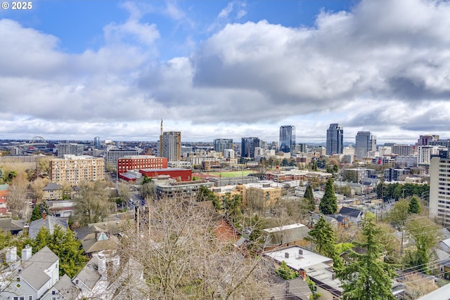 aerial view featuring a city view