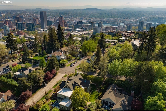 bird's eye view with a mountain view