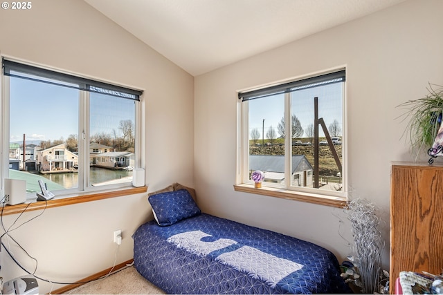 18989 NE Marine Dr Unit 44, Portland, OR 97230 - bedroom featuring vaulted ceiling